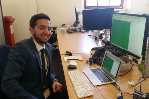 Photo of Oddie at his desk