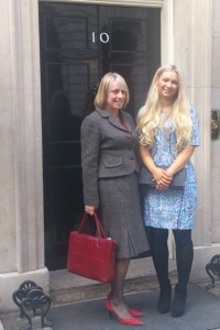 Charlotte and Fiona Jones, Head of Operational Delivery Profession Unit, outside Number 10
